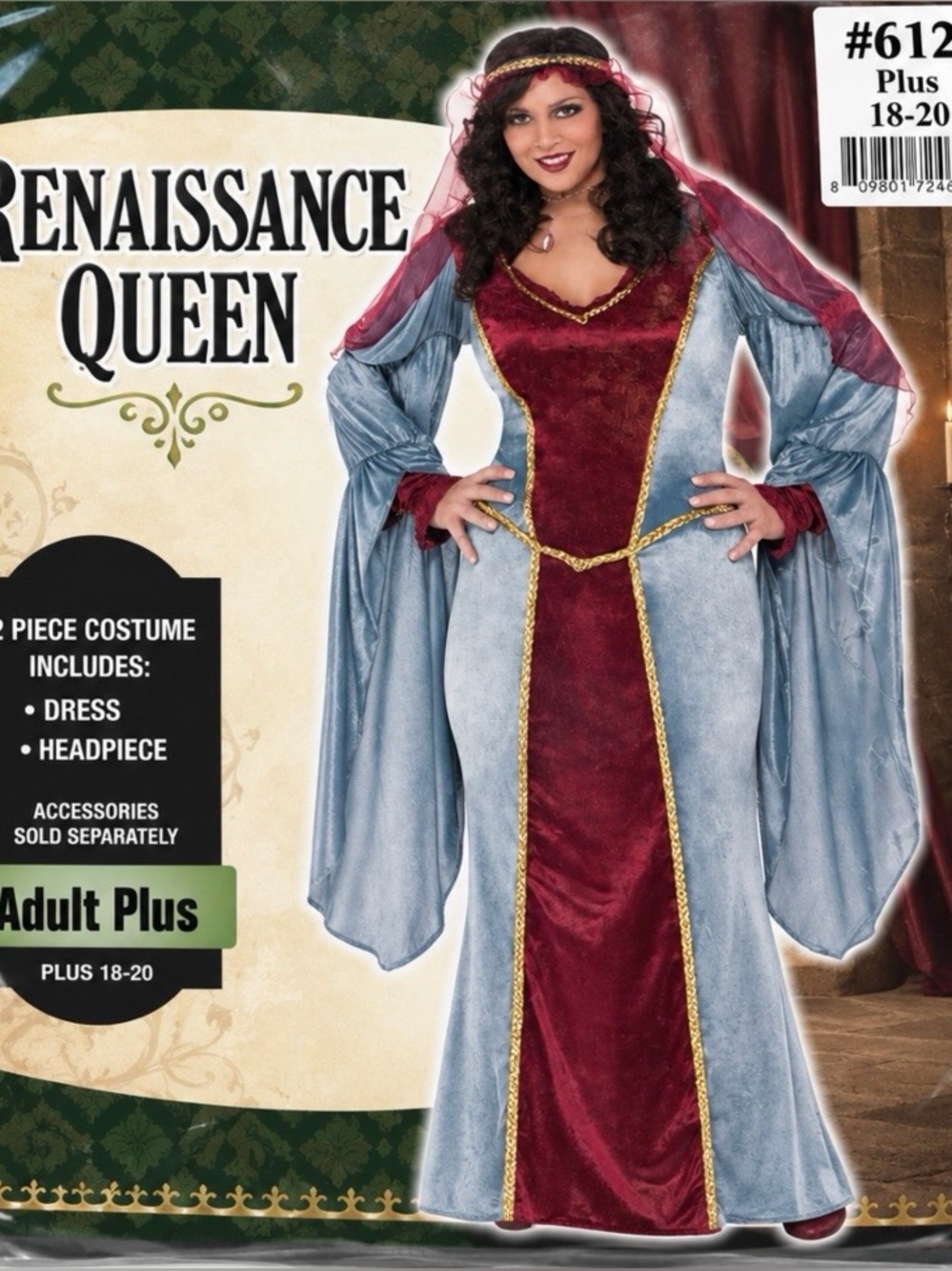 Renaissance Queen Adult Plus costume, size 18–-20.     s